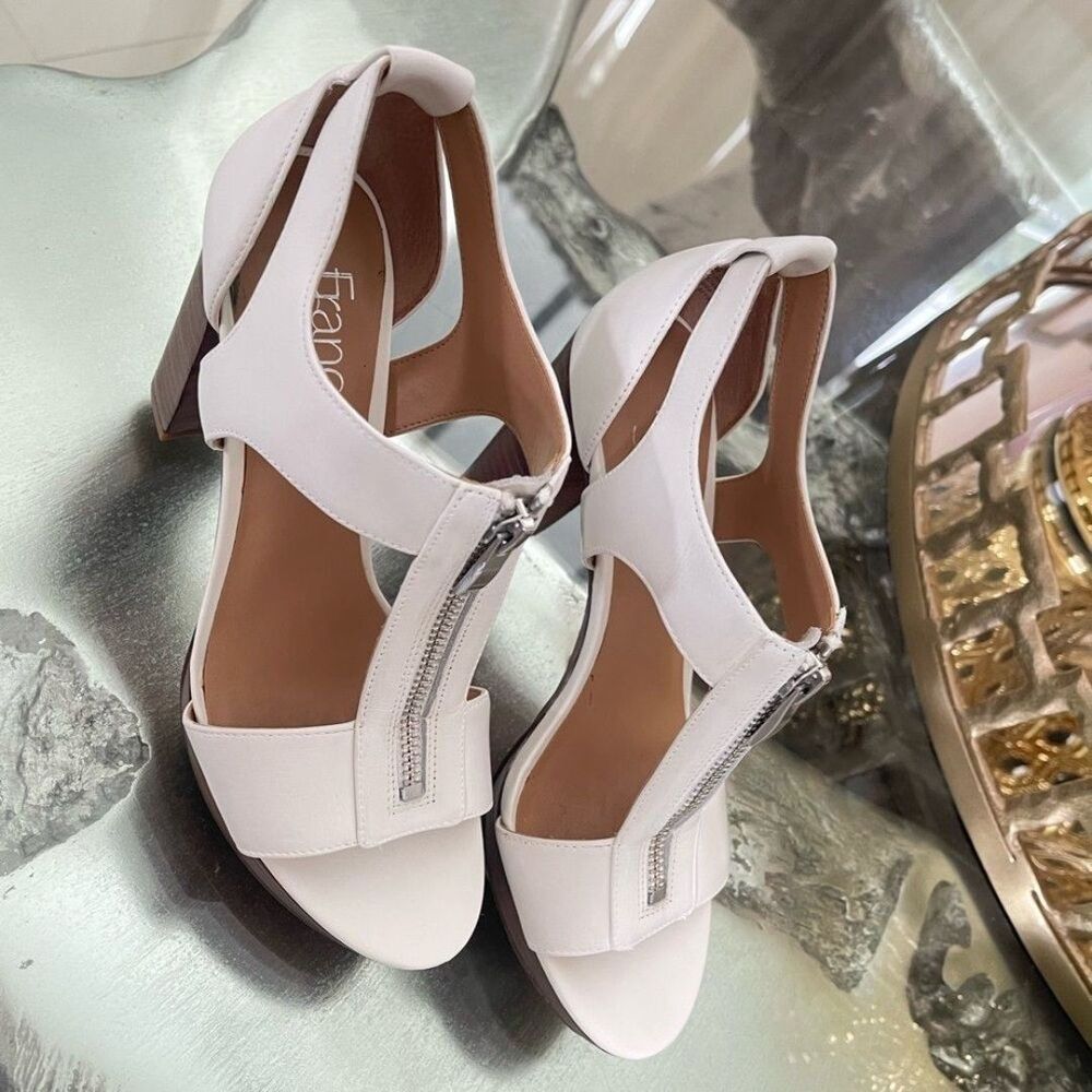 Franco Sarto white leather mydrid top zip heel size 6 - Picture 2 of 10